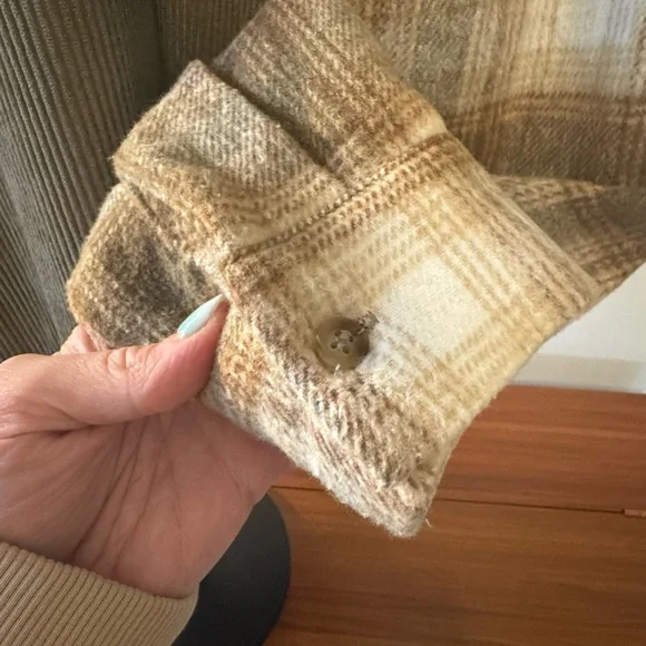 NWOT Blu Pepper Olive & Brown Plaid Corduroy Jacket - Picture 6 of 7